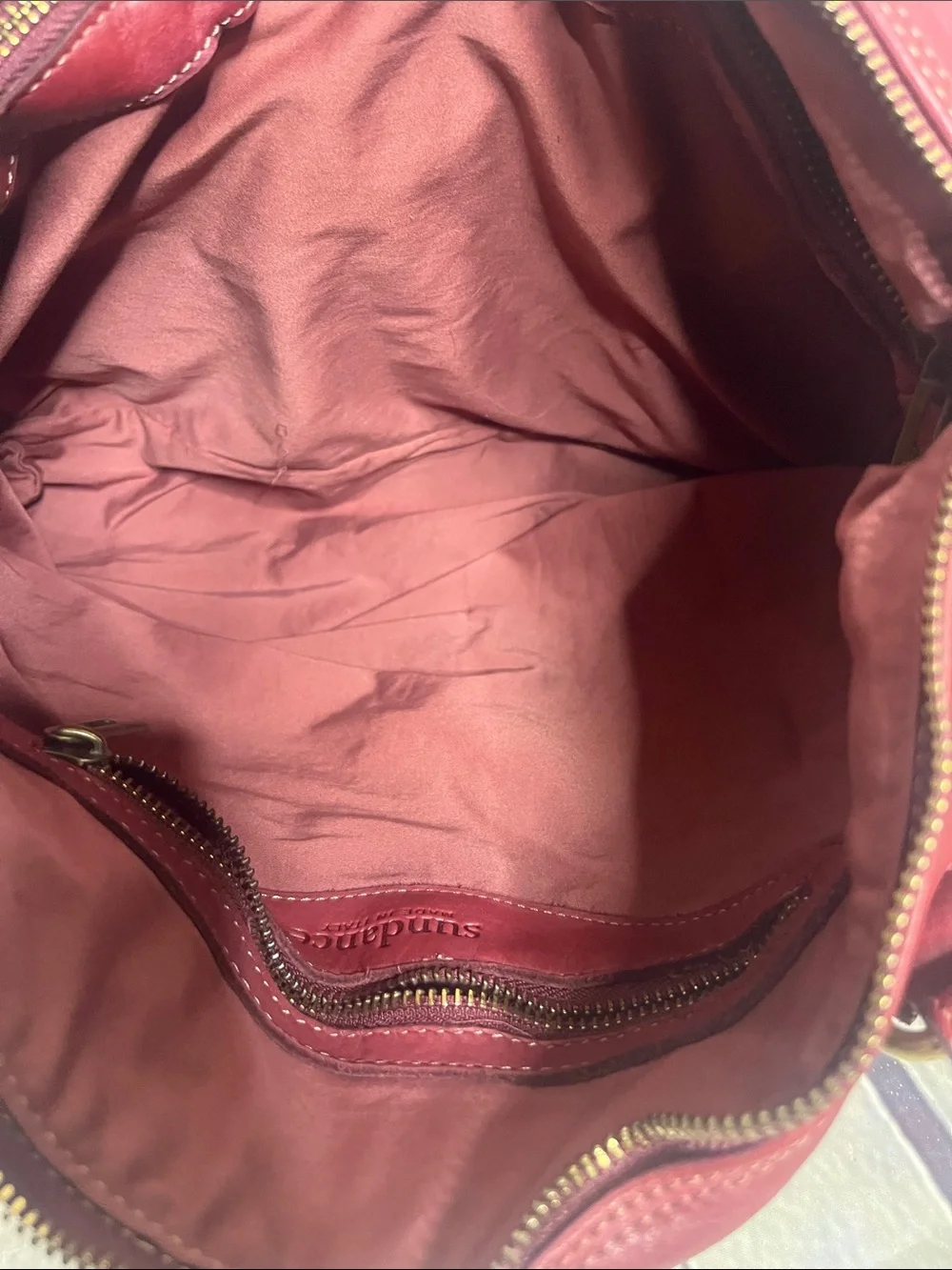 Sundance Woven Nantucket leather bag in Burgundy Red
